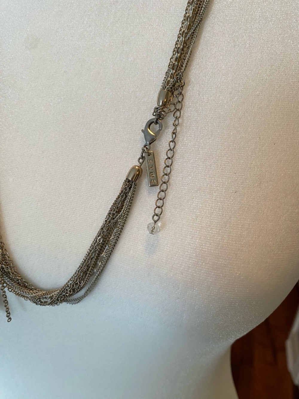 White House Black Market Taupe Multi-Strand Knot Tassel Lariat Necklace - Picture 5 of 7